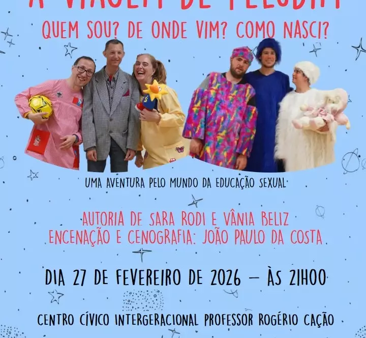ESPETÁCULO "A VIAGEM DE PELUDIM" 27 de fevereiro de 2026 às 21h, no auditório do CCI