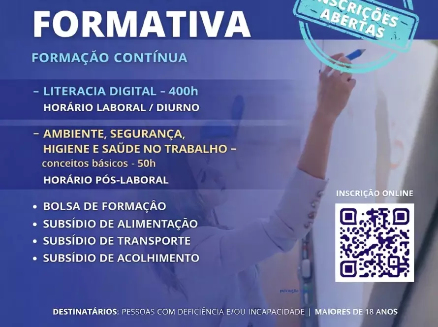 Oferta Formação Continua Creap-Cercipeniche 2026 Literacia Digital e Ambiente, Segurança, Higiene e Saúde no Trabalho